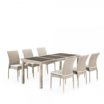 Комплект плетеной мебели T365/Y380C-W85 Latte (6+1) + подушки